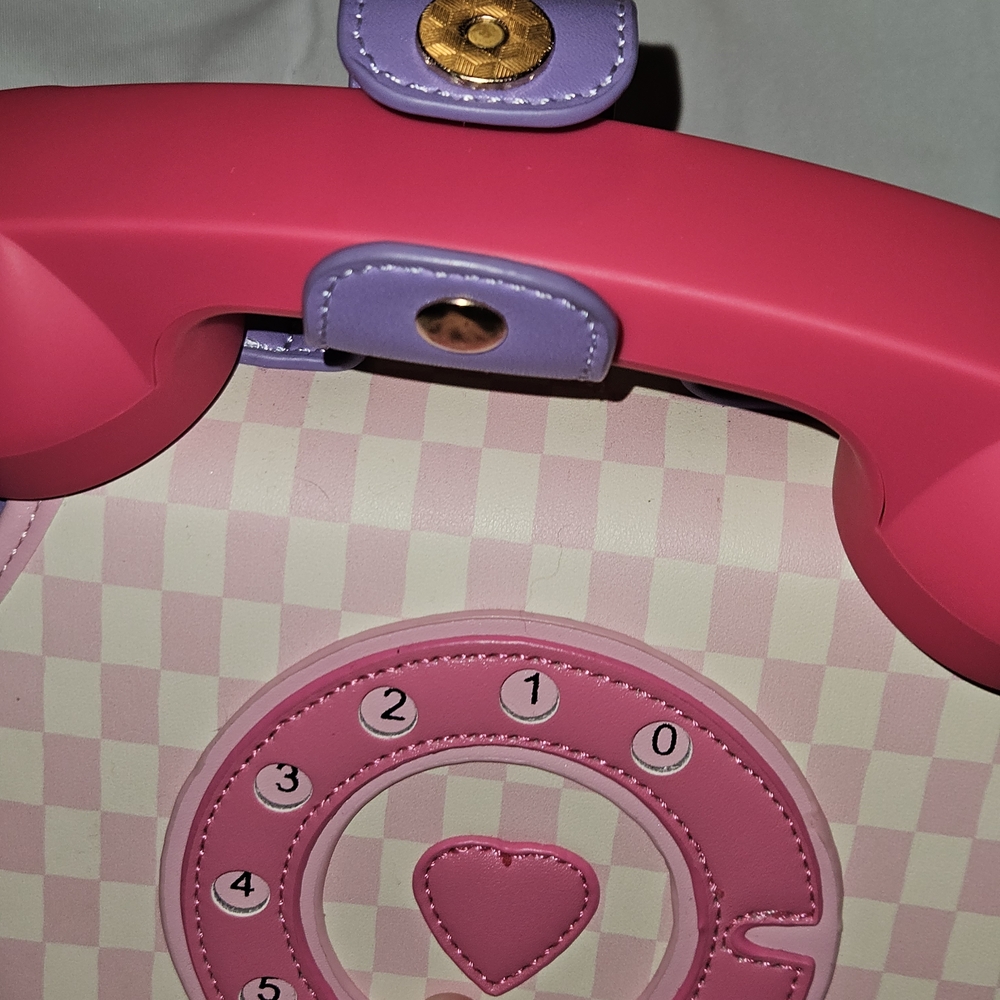 Cute Retro Phone Crossbody Bag - Pink & Lavender - Picture 2 of 4